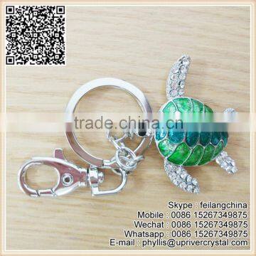 Price Cheap Metal Crystal Green Tortoise Keychain For Gifts