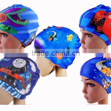 hot sale colourful lycra swimming cap for kids custom cheap wholesale