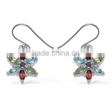 Beautiful Silver Multistone Gemstone Earrings, Wholesale Supplier 925 Sterling Silver Earrings