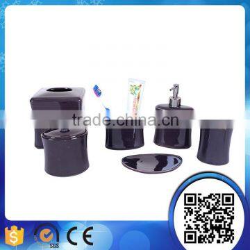 Elegant black ceramic bathroom sets with liquid soap dispenser                        
                                                                                Supplier's Choice