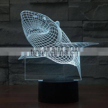 3D Optical Night Light Shark 7 RGB Light Colors 10 LEDs AA Battery or DC 5V Mixed Lot photo-4