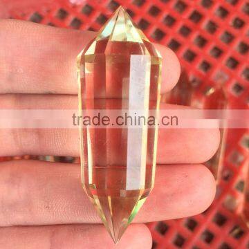 Natural Crystal Citrine Polyhedral Pillars With Small Facets Double Points