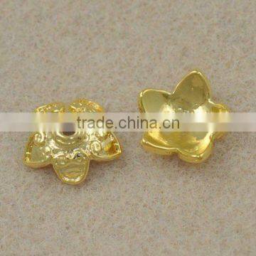 Outer carved glossy flower wholesale bead cap,brass bead cap