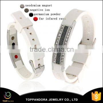 hot sale popular carbon fiber rhinestone jewelry colorful silicone rubber rhinestone bracelet