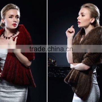 New Fashion Reall White Knitted Mink Fur Poncho for Fashion Ladies With Factory Price