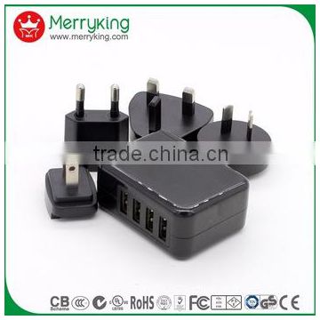 pse certificate usb 5.3v 5v 2a power adapter 4 multi port wall charger wholesale