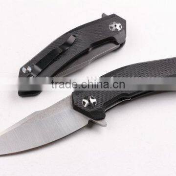 OEM black handle folding knife with G10 handle can do customer logo