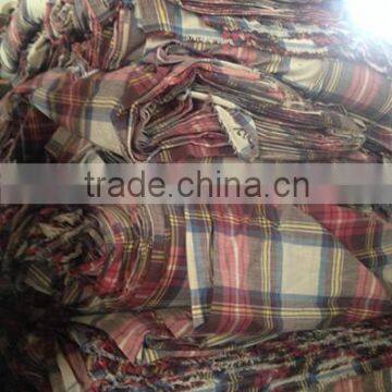 woven cotton slub plaid stock shirting fabric china suppiler