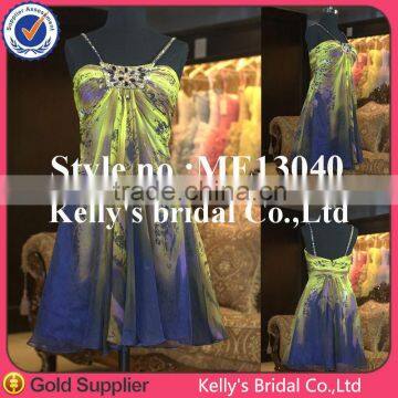 New beautiful sexy color combination short bridesmaid dress made in China