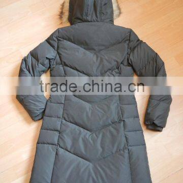 Faux Fur Hood Soft Pongee Fabric Puffer Quilted Womens Bubble Coat photo-6