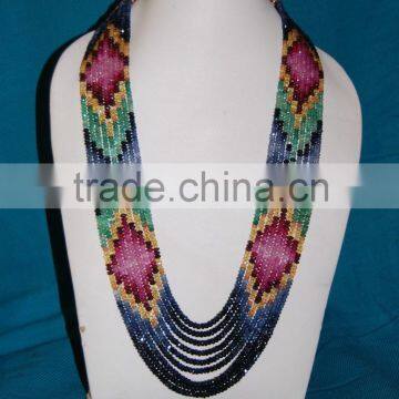 falak gems multi layer precious gemstone beaded necklace