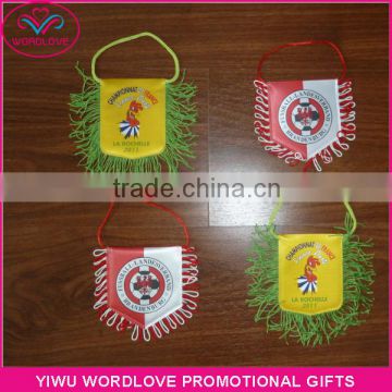 custom 100% polyester digital printing sport usage triangle flag,wholesale football club felt fringe flag with suction