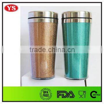 16 oz Plastic and Stainless Steel Coffee Mug Tumbler With Screw Lid photo-5