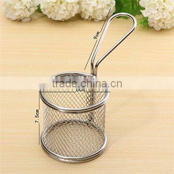 Mini Fying Basket for Potato Chips Storage Basket and Mini Stainless Steel Fries Net Fry Fryer Basket 8cm Small Round Net