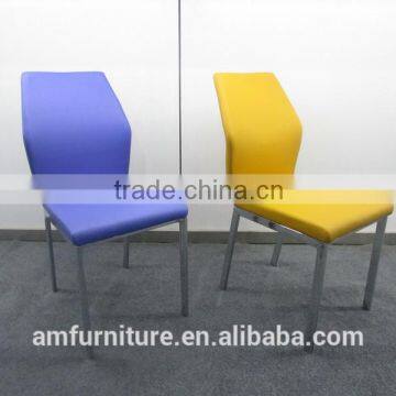Comfortable Modern Design Pvc Seat Power Coating White Legs Dining Chairs