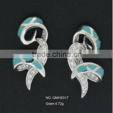 QMHE017 Arabic Style Enamel 925 Sterling Silver Earring Finding