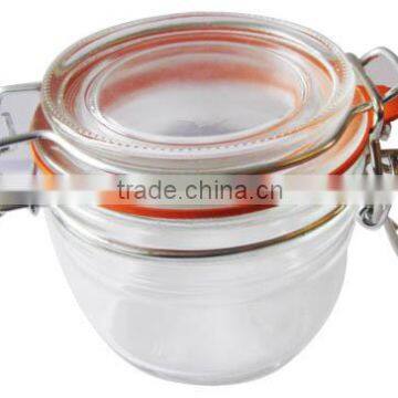 SINOGLASS trade assurane 200ml clip Lid airtight glass jar with clamp lid