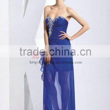 Sexy Backless off Shoulder Beaded See Through Blue Formal Dresses for Women