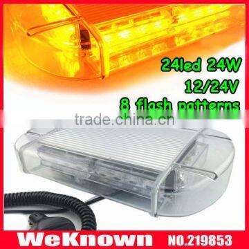 DC12V-24V led lightbar 24 LED 24W Beacon light with Magnets Emergency Strobe Light bar 4 colors LED warning Light