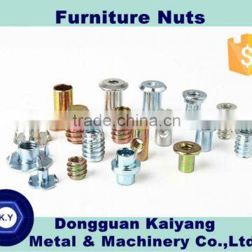 Furniture Fastener Nut with Zinc plated (Blue , white/bright , yellow zinc finish ): M4, M5, M6, M8, M10, M12