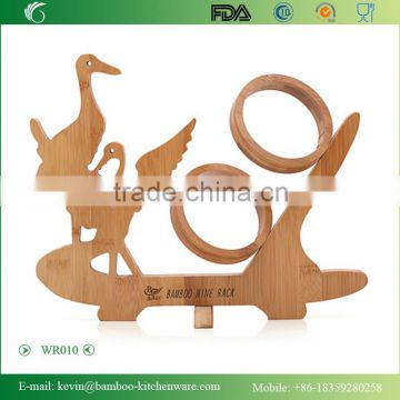 WR010/Factory Direct sale bamboo wine rack single wooden bottle wine holder novelty display wine bottle holder