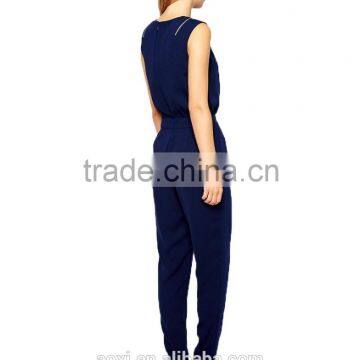 Sleeveless Round Neckline Zipper on Shoulder Fashional Women Long Jumpsuit photo-4