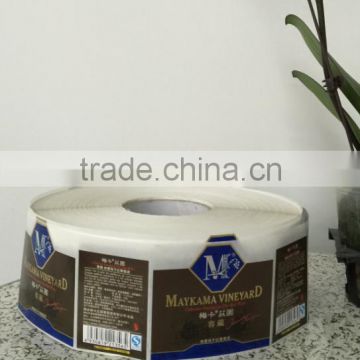 Direct manufacture accept custom order paper material red wine labels self-adhesive stickers printed in roll