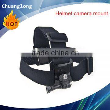 Adjustable action camera head mount with standard camera adapter