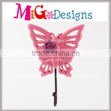 Cheap Supplier Pink Butterfly Decorative Clothes hanger Hook