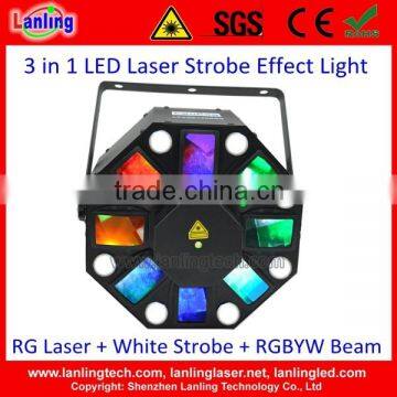 MixLEDLaser 8*3W White LED Strobe + 5*3W RGBWY LED Effect + 150mW RG 8Gobo Laser Light | 3 in 1 Led Lights Laser