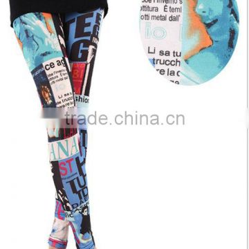 Fashion Model Newspaper Print Leggings for Lady