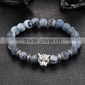 Weathering agate elastic link jewelry bangle bracelet blue bead