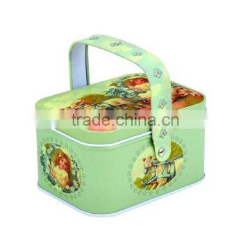 food and cookie packaging tin box with handle