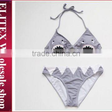 Wholesale Grey Shark Sexy Fashion Girl Two Piece bikini swimwear 2017