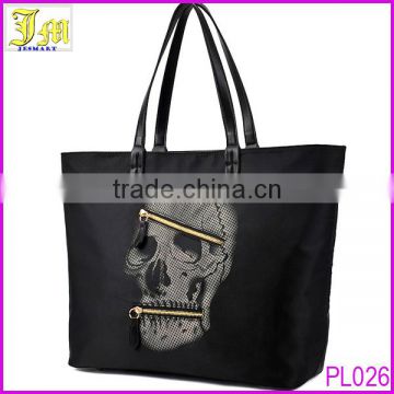 2014 Latest Fashion Ladies Black Handbags Two Zippers Women Skull Shoulder Bag Manufacturer