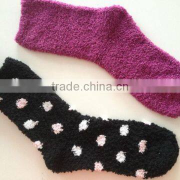 lady's fluffy socks/women indoor microfiber fuzzy socks ,women floor socks