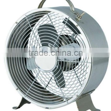 2014 hot sale air cooling office home use metal clock fan retro fan table fan desk fan with aluminum blades