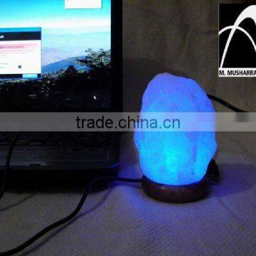Himalayan Rock Salt USB Tiny BLUE Lamps NATURAL photo-2