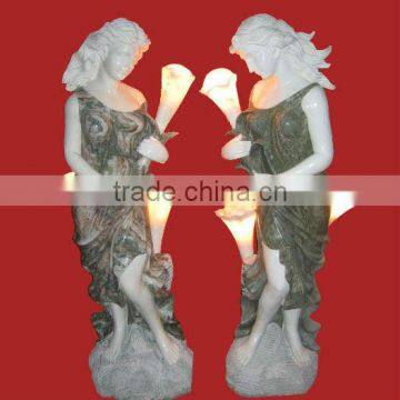 Woman Statue Stone Carving Garden Light