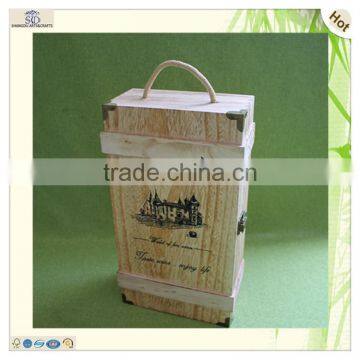 sell handmade 2 bottle wooden wine beer display box