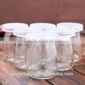 Glass pudding jar milk jar with plastic cork jar