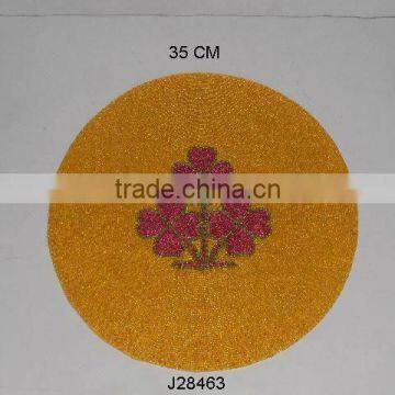 Round Glass bead place mats with floral patterns other colours also available