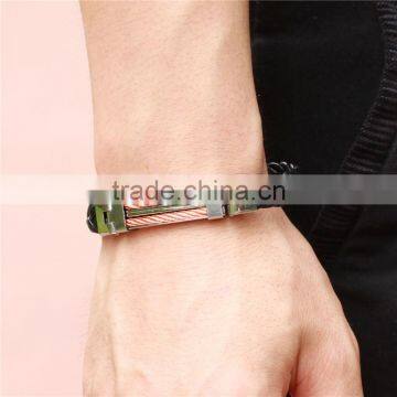 Bulk 316L Titanium Women / Mens Braided Leather Bracelet Wholesale photo-4