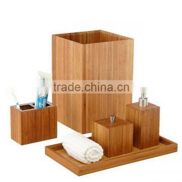 Deluxe Modern Bathroom Furniture Bamboo Bathroom Accessory Set,5pcs