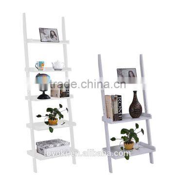 3&5 Tier Wooden Wall Rack Leaning Ladder Shelf Unit Bookcase Display photo-3