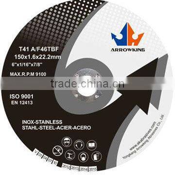 6''(150x1.6x22.2cm) Flat Resin Bonded Reinforced Cutting Wheel for Metal