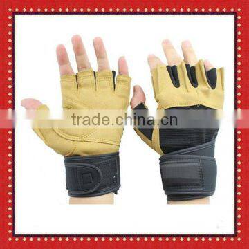 Fingerless suede pig leather fitness gloves