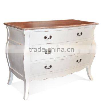 Buffet Console Bombay 4 Drawers White Distressed Mahogany Wood Furniture photo-2