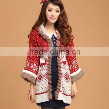 ladies fashion christmas knit sweater cardigan