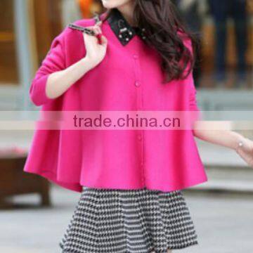 Clothing factories in china cardigan ladies short knitwear sky wool poncho women